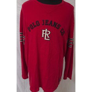 Polo Jeans Ralph Lauren Crew Pullover Sweater XL Red Spellout Rugby Sweatshirt